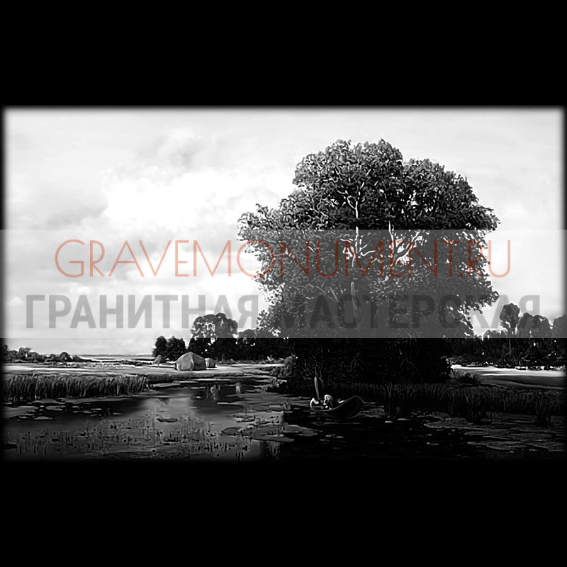 Художественная гравировка пейзаж на памятник Пейзаж на памятник ГП 0116