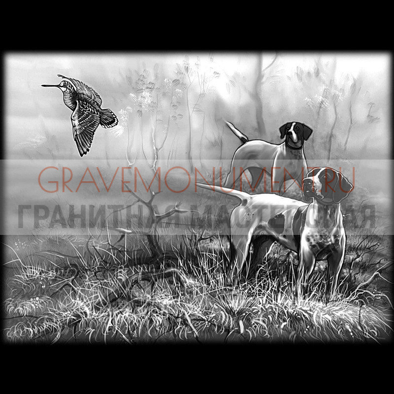 Художественная гравировка пейзаж на памятник Пейзаж на памятник ГП 0404