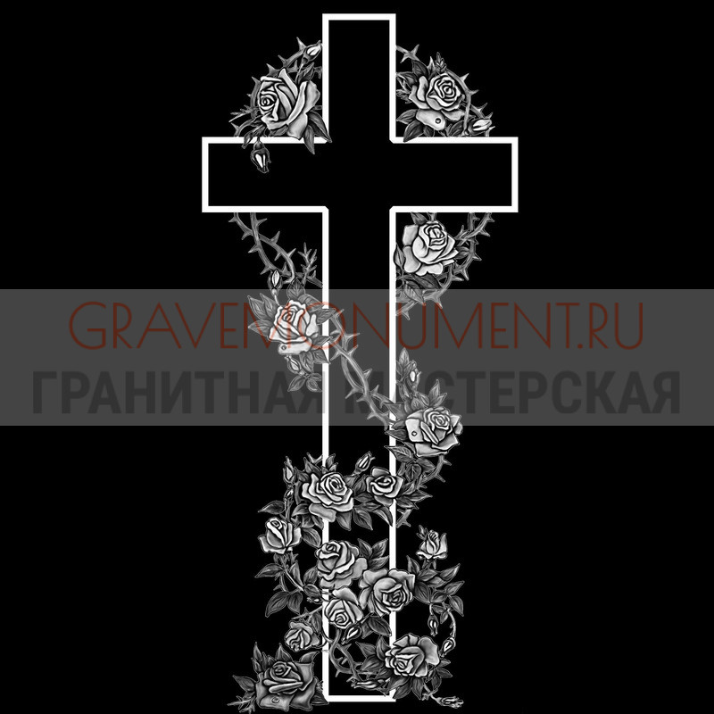 Гравировка креста на памятник Крест на памятник ХК 0345