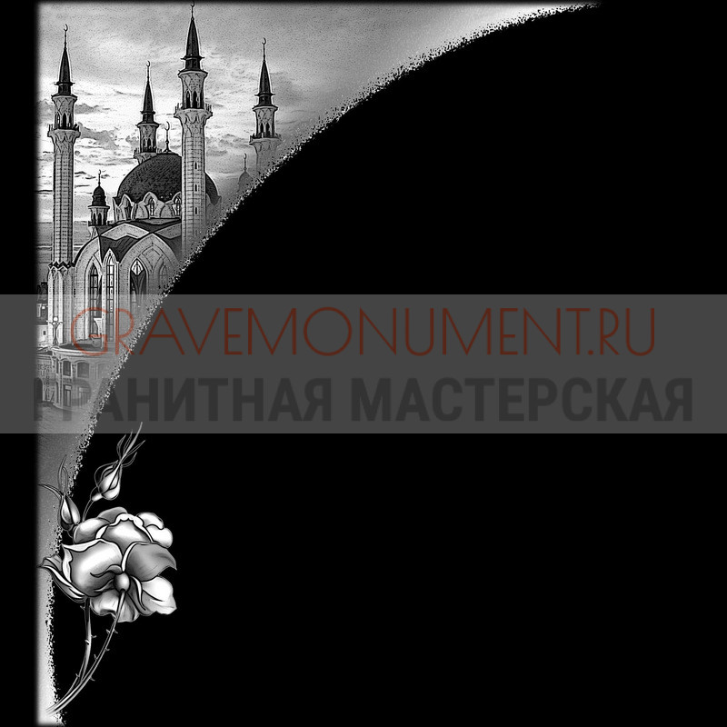 Художественная гравировка мечети на памятник Гравировка мечети ГМ 0076