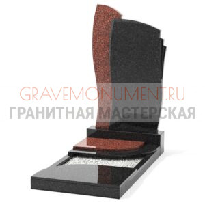 Комбинированный памятник КП 003 габбро балмора ред