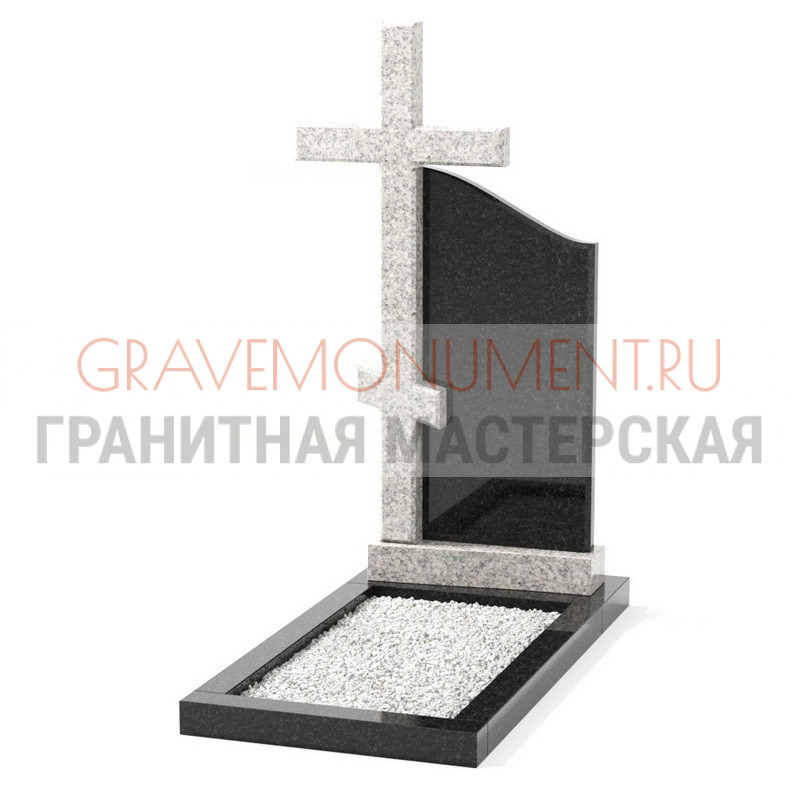 Комбинированный памятник на могилу Комбинированный памятник КП 007 габбро мансур